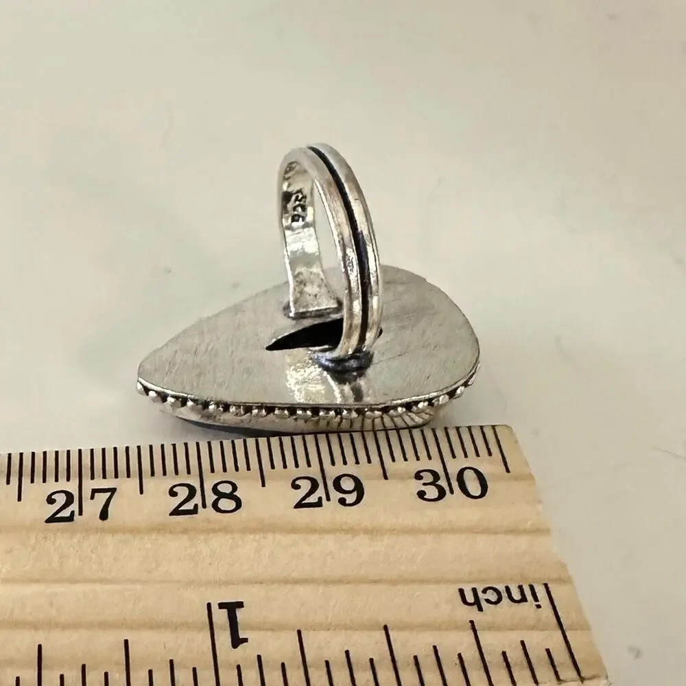 Sodalite gemstone ring stamp 925 silver plated size 6‎ - Picture 6 of 6